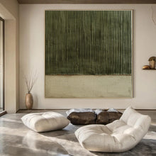 Load image into Gallery viewer, Large - Format Hand - painted Dark Green Ribbed Texture Acrylic Art for Nature - Inspired Entryways LargeART0217
