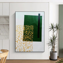 Load image into Gallery viewer, Oversized Green - Yellow Geometric Abstract Art for Garden Room & Modern Café LargeART0463