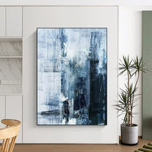 Load image into Gallery viewer, Blue - Gray Textured Abstract Painting - Ideal for Loft & Office Decor LargeART2343