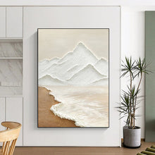 Load image into Gallery viewer, “Textured Mountain & Sea” – Minimalist Relief Painting with Neutral Tones DTP273