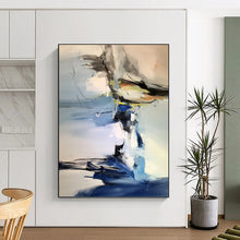 Load image into Gallery viewer, “Blue and Grey Abstract Gestures” - Blue, Grey, White Abstract Art on Canvas DKH1287