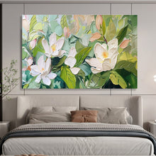 Load image into Gallery viewer, White Flower “Blush Magnolias” Painting on Canvas, Romantic Floral Art DKH836