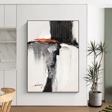 Load image into Gallery viewer, Custom Large Textured Black - White - Orange Art - Ideal for Industrial Loft & Art - Centric Restaurant LargeART0791
