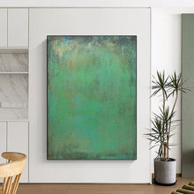 Load image into Gallery viewer, “Teal and Green Textured Field” - Teal, Green, Brown Abstract Art on Canvas DKH1213