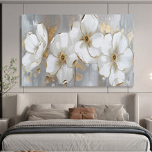 Load image into Gallery viewer, Hand - painted White Flower Gold - Accent Acrylic Art for Elegant Dining Room Decor LargeART1653