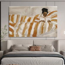 Load image into Gallery viewer, Cozy Reading Figure Abstract Painting for Bedroom Nook & Bookstore Café DKH230