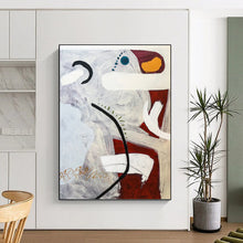 Load image into Gallery viewer, “Dynamic Color Fusion” - Grey, Red, White, Blue Abstract Art on Canvas DKH1108