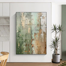 Load image into Gallery viewer, Green - Beige Abstract Texture Art for Rustic Café & Art Studio LargeART0854
