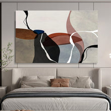 Load image into Gallery viewer, Curved - Shape Abstract Painting On Canvas with Muted Tones DKH358