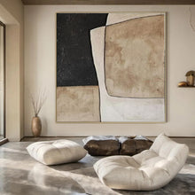 Load image into Gallery viewer, Earthy Tones Geometric Forms Abstract Canvas Painting, Perfect for Bohemian Living Room & Rustic Café LargeART1109