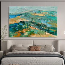 Load image into Gallery viewer, Textured Green - Blue Landscape Abstract Painting On Canvas DKH341