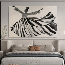 Load image into Gallery viewer, Black - and - White Dancing Figure Abstract Painting for Art Deco Lounge & Dance Studio DKH231