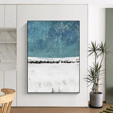 Load image into Gallery viewer, Blue - White Abstract Field Painting, Suited for Nature - Inspired Living Room & Calm Study LargeART2025