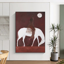 Load image into Gallery viewer, “Rider on White Horse” - Brown, White, and Red Figurative Art on Canvas DKH1425