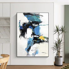 Load image into Gallery viewer, Blue & Black Dynamic Abstract Painting, Ideal for Modern Lounge & Artistic Office LargeART2085