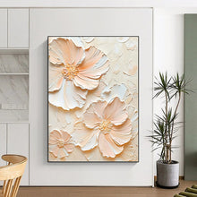 Load image into Gallery viewer, “Peach Floral Textured Art” - 3D Flower Art on Canvas DKH1389