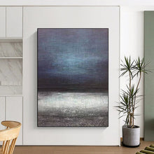 Load image into Gallery viewer, Dark Blue and Gray Abstract Horizon – Minimalist Acrylic with Subtle Gradients DTP259