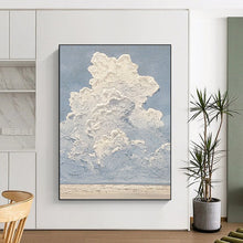 Load image into Gallery viewer, “Textured Cloudscape” - Blue, White Abstract Sky Art on Canvas DKH1142