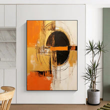 Load image into Gallery viewer, Orange - Black - White Geometry Art for Modern Office & Bold Living Room LargeART0853