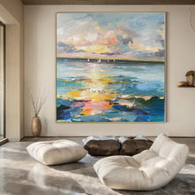 Load image into Gallery viewer, Impressionist Seaside Sunset Painting, Suited for Nautical Dining Room & Vacation Home Living Area LargeART1389