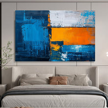 Load image into Gallery viewer, Bold Blue and Orange Geometric Abstract Painting for Modern Office & Urban Art Gallery DKH273