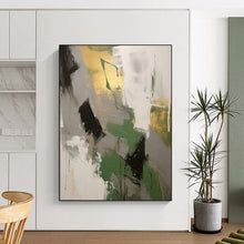 Load image into Gallery viewer, “Green, Gold, and Gray Abstract” – Earthy Abstract with Rich Color Mix DTP115