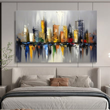 Load image into Gallery viewer, Hand - painted Modern Cityscape Abstract Acrylic Art for Office Reception Decor LargeART1647