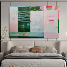 Load image into Gallery viewer, Green & Pink Abstract Blocks - Fresh Living Room Art LargeART1500