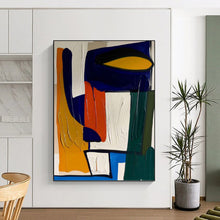 Load image into Gallery viewer, “Bold Color Block Composition” - Blue, Orange, Green Abstract Art on Canvas DKH1187