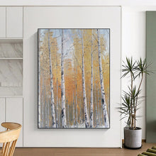 Load image into Gallery viewer, “Autumn Birch Forest Landscape” - Yellow, Orange, White Landscape Art on Canvas DKH1299