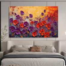 Load image into Gallery viewer, Hand - painted Large - scale Textured Poppies Field Acrylic Art for Vibrant Living Rooms LargeART1765