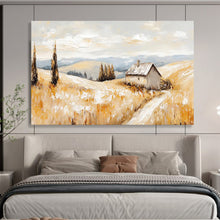 Load image into Gallery viewer, Golden Field And Cottage Abstract Landscape Painting DKH461