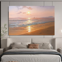 Load image into Gallery viewer, “Sunset Seaside with Sailboats” - Impressionistic Abstract Acrylic, Ideal for Beach House and Coastal Bedroom DLZ269