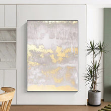 Load image into Gallery viewer, “Gilded Gray Textures” Abstract Metallic Accent Painting on Canvas, Luxe Decor DKH951