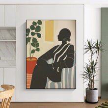 Load image into Gallery viewer, Black - White - Color Abstract Figure Art, Suited for Eclectic Bedroom & Nature - Inspired Office LargeART2041