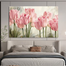 Load image into Gallery viewer, Pink Tulips “Delicate Blooms” Painting on Canvas, Gentle Floral Art DKH898