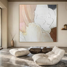 Load image into Gallery viewer, Textured White & Pink Abstract Painting, Ideal for Feminine Boudoir & Chic Café LargeART1437