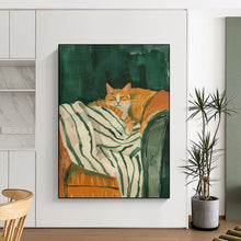 Load image into Gallery viewer, Green - Orange Abstract Pet Art, Perfect for Cozy Pet - Friendly Bedroom & Charming Living Room LargeART2046