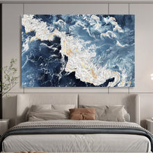 Load image into Gallery viewer, Blue Ocean Wave Abstract - Dynamic Living Room Art LargeART1528