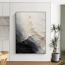 Load image into Gallery viewer, Hand - painted Large - scale Black - White Textured Abstract Acrylic Art for Industrial - Style Lofts LargeART0081