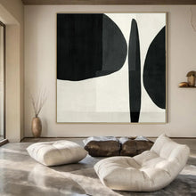 Load image into Gallery viewer, Black & White Organic Abstract Painting, Ideal for Art Gallery & Monochrome Study LargeART1447