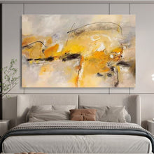 Load image into Gallery viewer, Yellow And Gray Abstract Expressionist Painting On Canvas DKH431