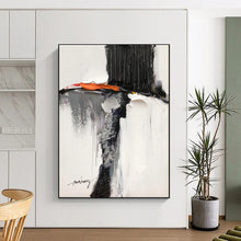 Load image into Gallery viewer, Black & Orange Abstract Figure Art, Ideal for Modern Bedroom & Artistic Nook LargeART2089
