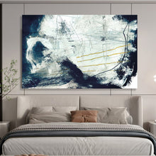 Load image into Gallery viewer, Dynamic Blue - White Abstract with Yellow Accents Acrylic painting DLZ141