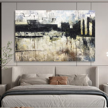 Load image into Gallery viewer, Monochrome Abstract Painting on Canvas - “Urban Textures” DKH717