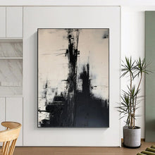 Load image into Gallery viewer, “Black and White Urban Abstract” - Black, White, Grey Abstract Art on Canvas DKH1261