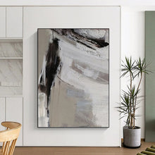 Load image into Gallery viewer, “Minimalist Textured Abstract” - Grey, White, Black Abstract Art on Canvas DKH1304