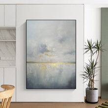 Load image into Gallery viewer, Grey & Gold Abstract Landscape Painting, Ideal for Minimalist Living Room & Serene Office LargeART1903