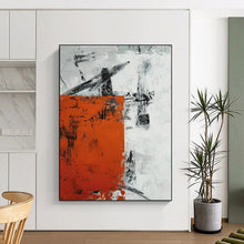 Load image into Gallery viewer, Oversized Rustic Orange - Gray Abstract Acrylic for Farmhouse Kitchen & Industrial - Style Café LargeART0332