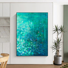 Load image into Gallery viewer, Teal Abstract Landscape Painting, Perfect for Spa - Inspired Bathroom & Peaceful Meditation Space LargeART1860